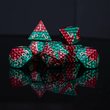 Green and Red Dragon's Egg - 7-set Metal Dice