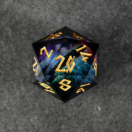 Rainbow Dragon - Black/Gold 50mm D20 Liquid Core