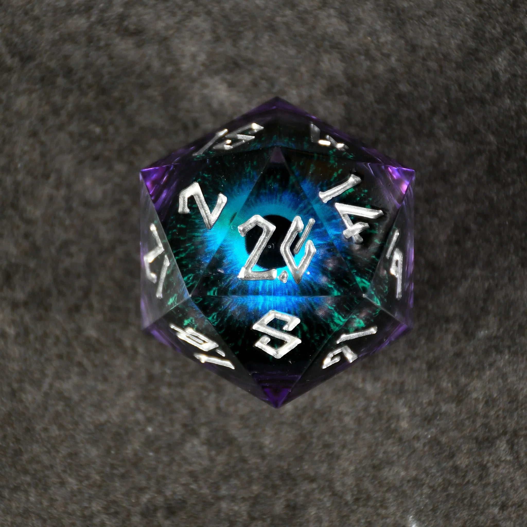 The Omnipotent - Purple/Silver 30mm D20 Liquid Core