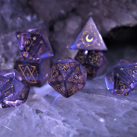 Glass Dice: Spellcaster Purple - 7-set