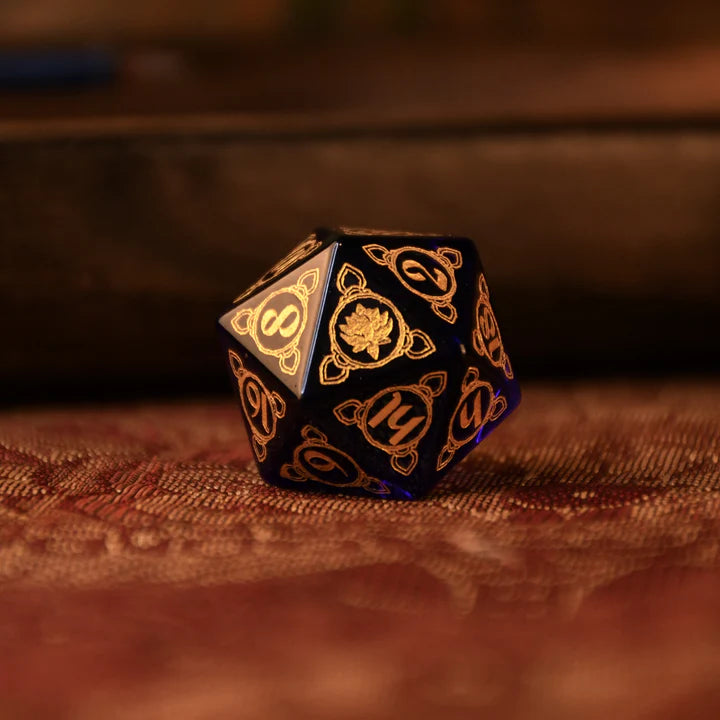 Misty Mountain - Indian Blue: Dice Around the World Collection - 7-set Glass Dice