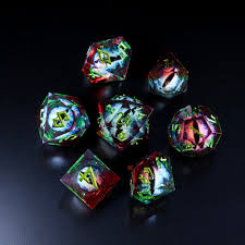 Elemental Dragon - Blue - Liquid Core Dice (Set of 7)