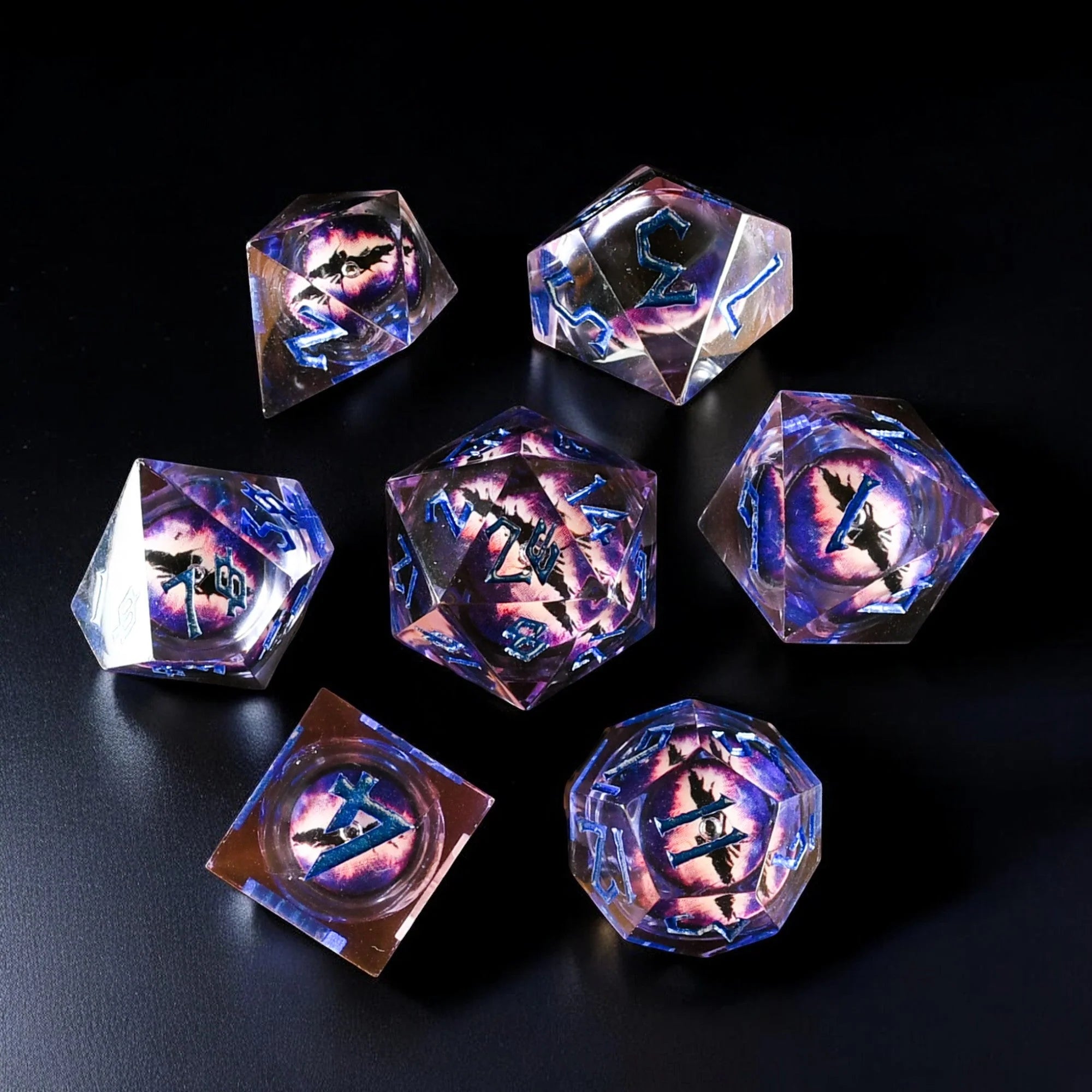 Enchanted Dragon - Purple - Liquid Core Dice (Set of 7)