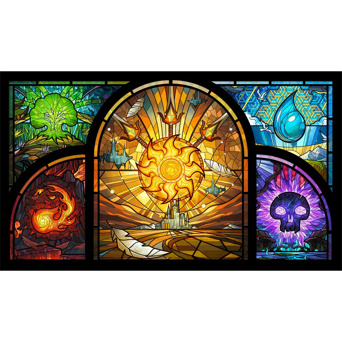 Magic the Gathering: Playmat: Magali Villeneuve: DMU Stained Glass (Stitched Edge Playmats) (Pre-Order)