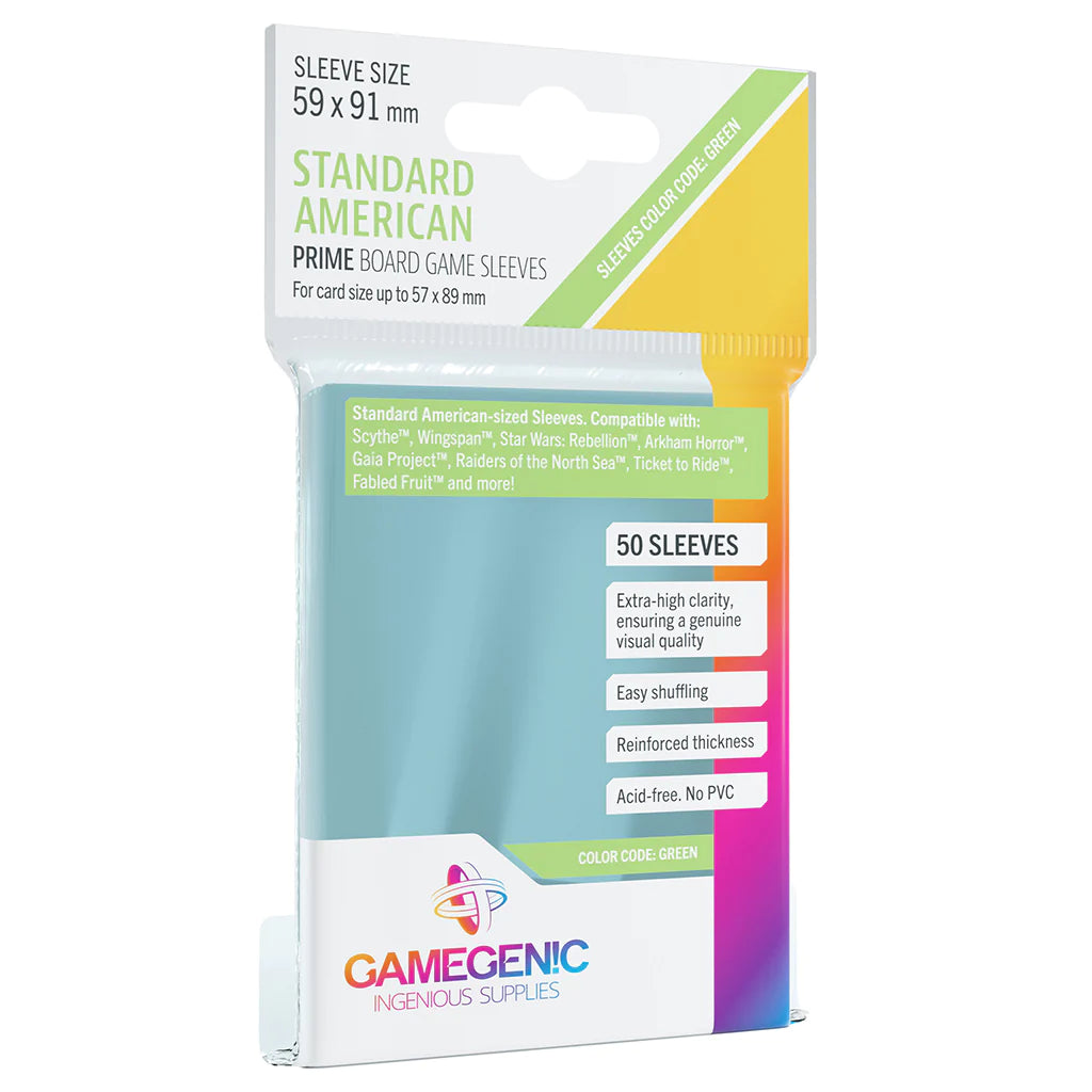 Gamegenic Prime Sleeves 50ct: Standard American 59 X 91mm