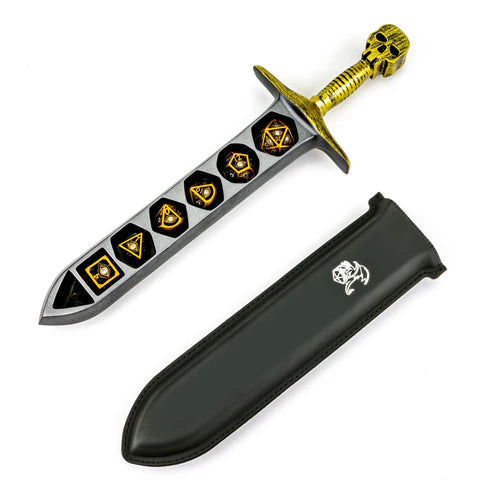 Gold Grim Dagger Dice Case/Holder with sheath cover