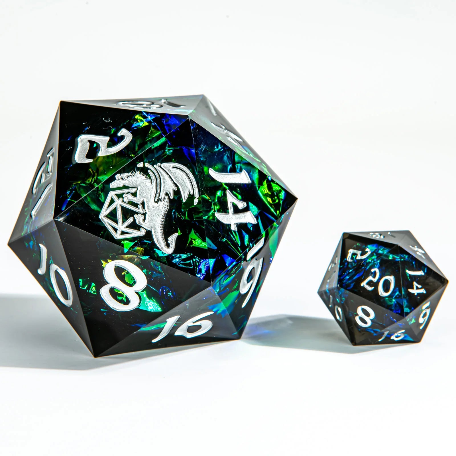 Sharp Edge Resin D20 55mm - Black with Silver Ink