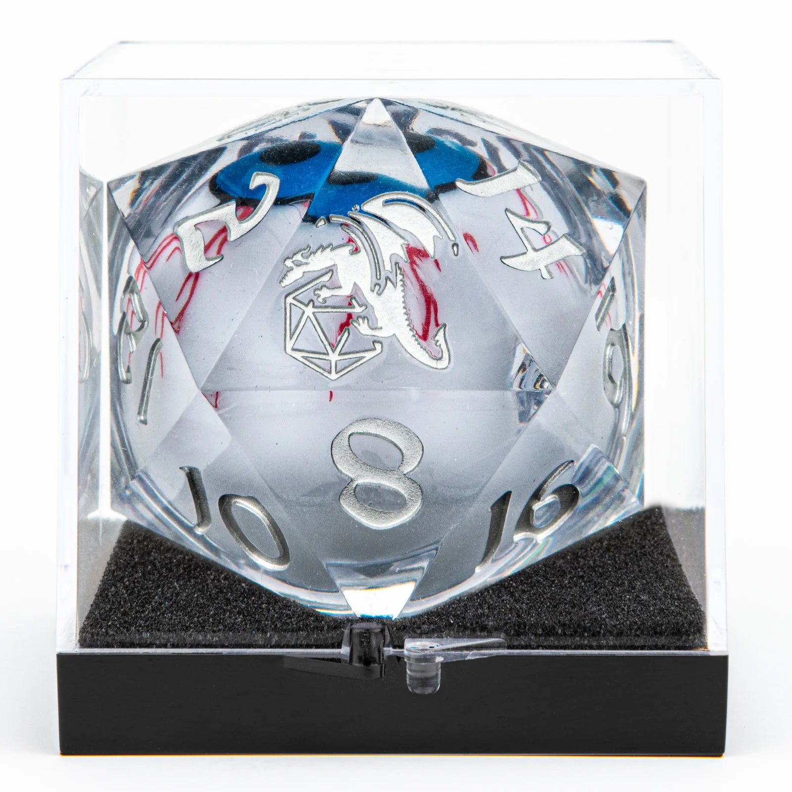 Captured Magic Sharp Edge Liquid Core LED Resin D20 55mm - Always Watching Blue