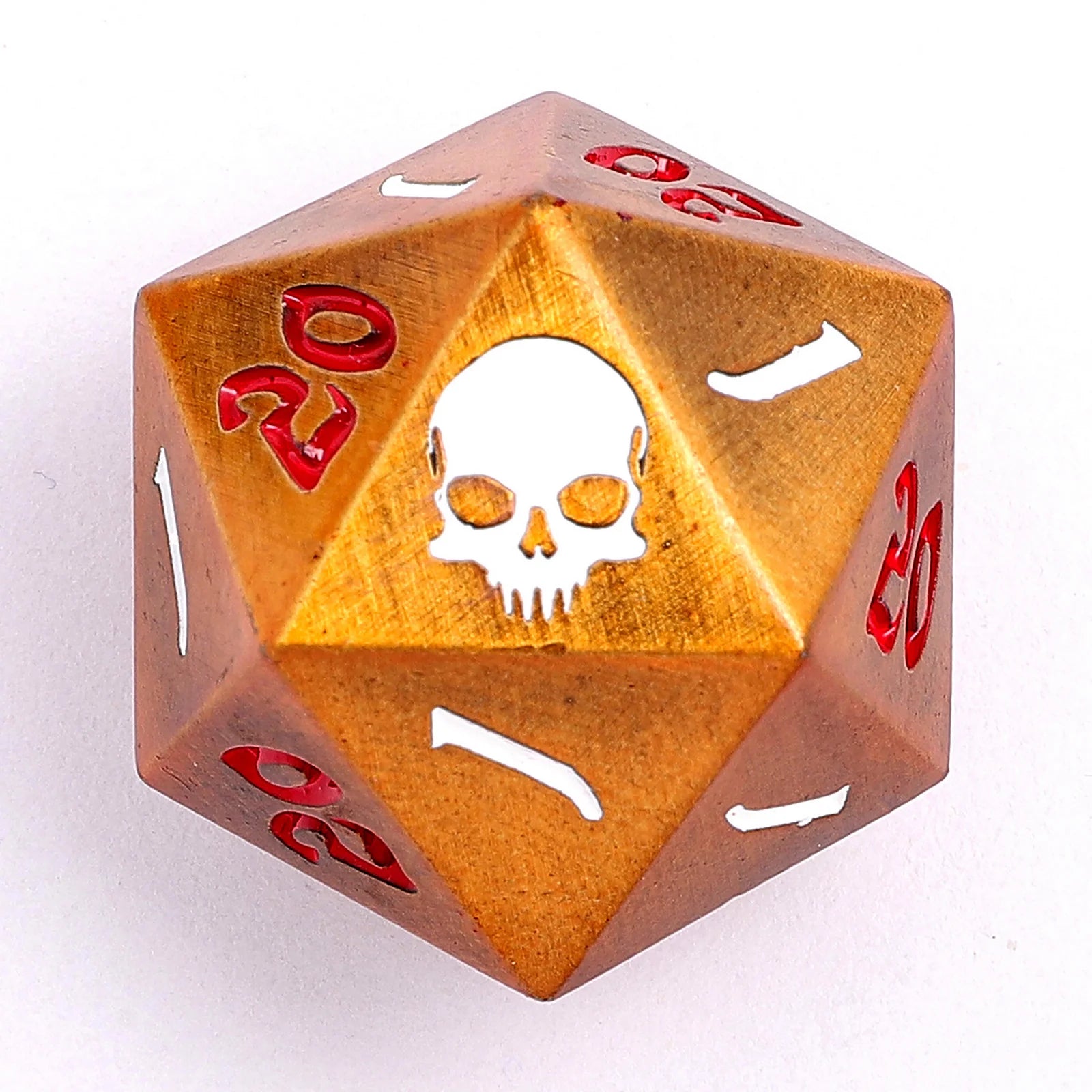 The Critical Dice Solid Metal Single 25mm D20 Dice - Ancient Gold