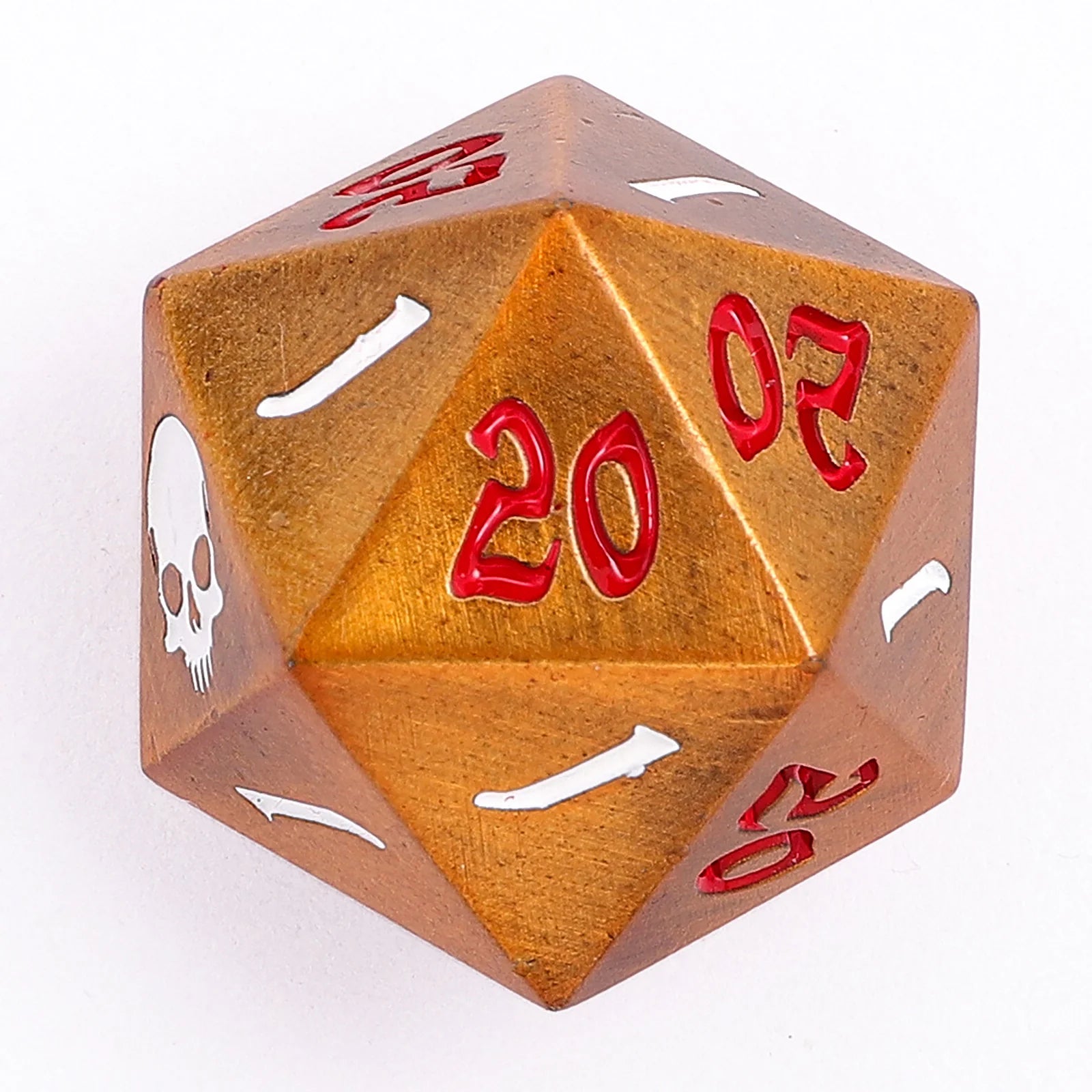 The Critical Dice Solid Metal Single 25mm D20 Dice - Ancient Gold