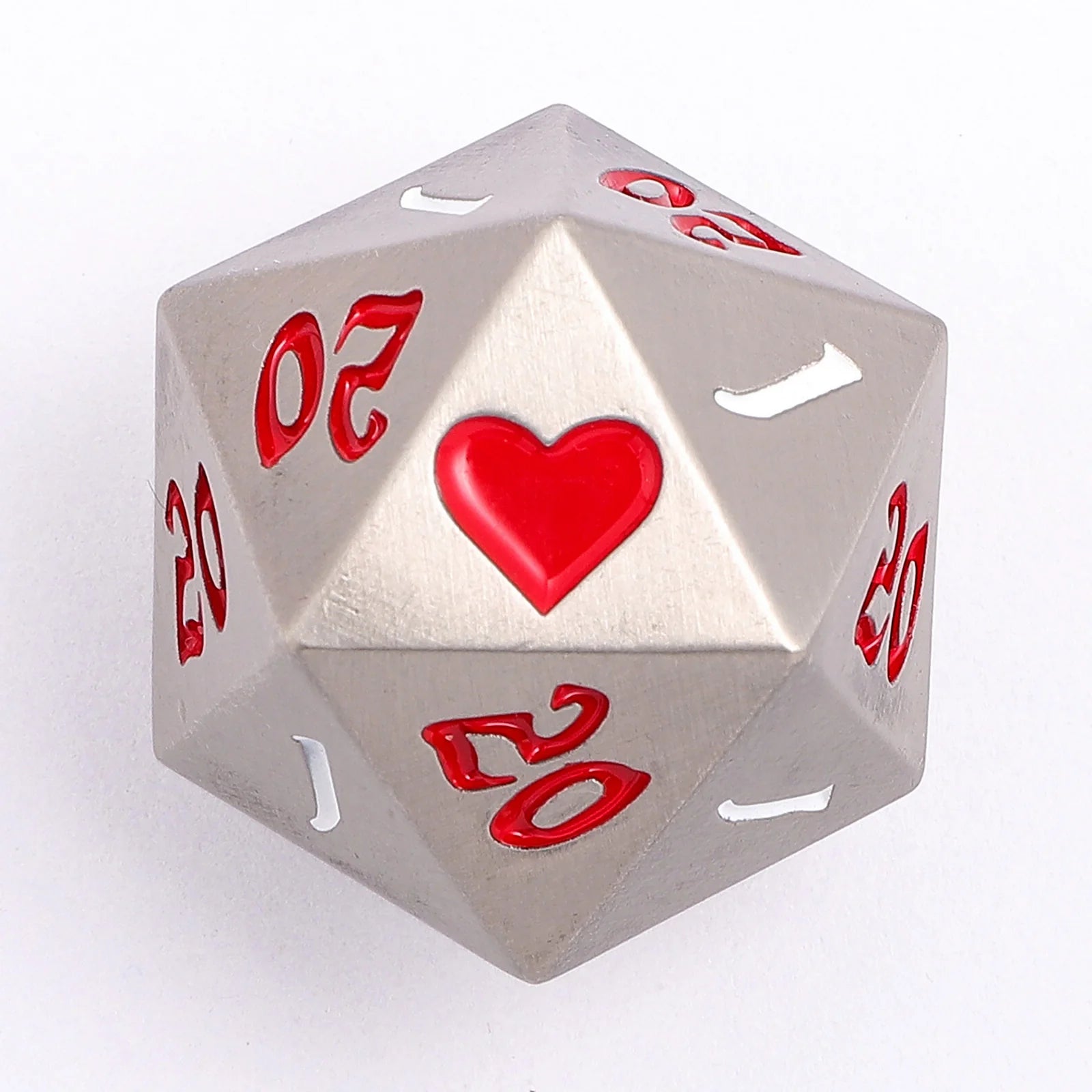 The Critical Dice Solid Metal Single 25mm D20 Dice - Ancient Silver