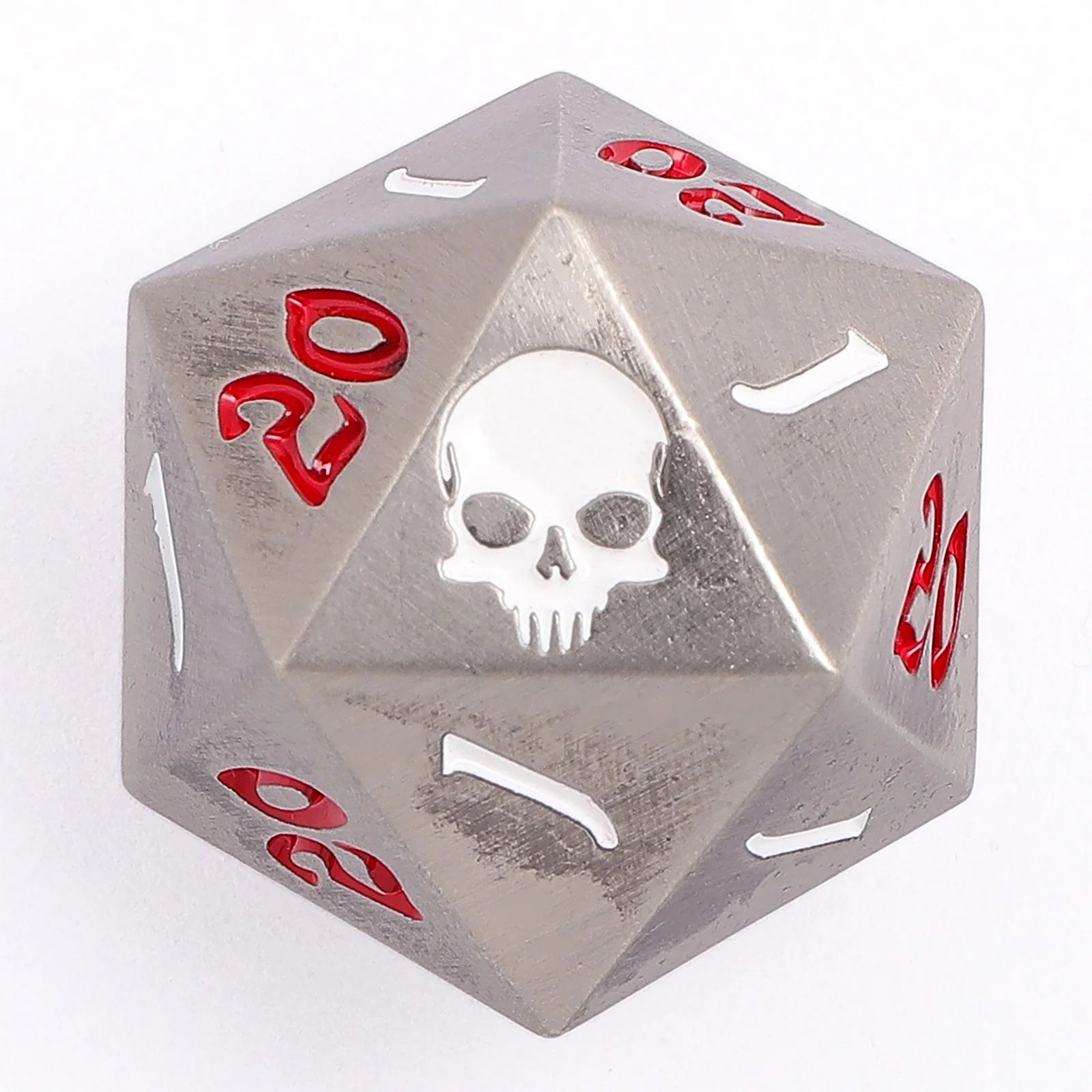 The Critical Dice Solid Metal Single 25mm D20 Dice - Ancient Silver