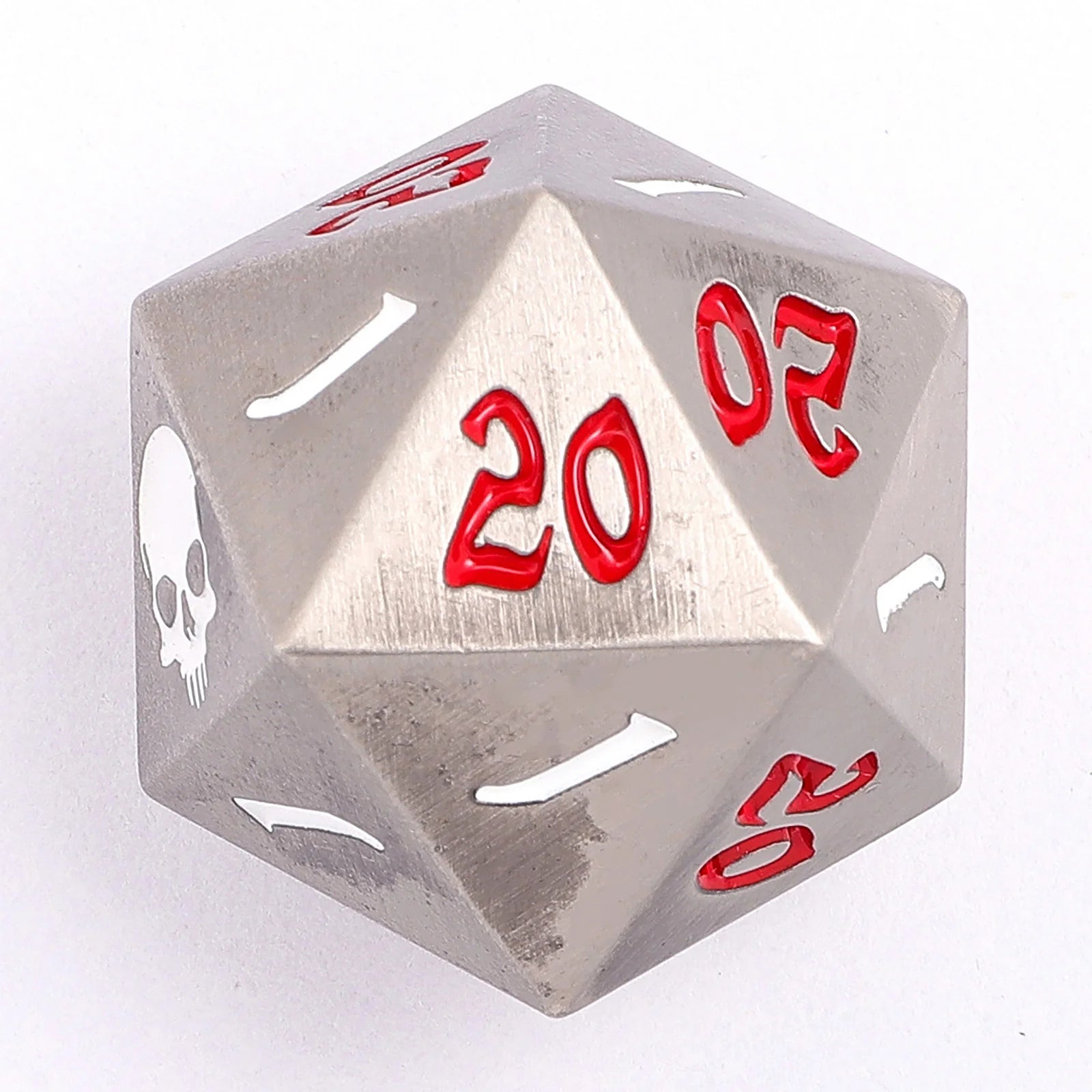The Critical Dice Solid Metal Single 25mm D20 Dice - Ancient Silver