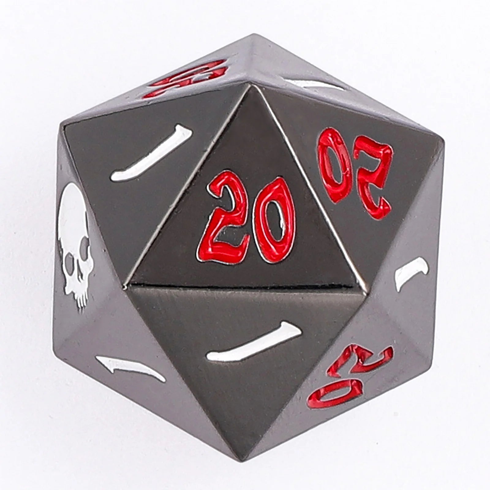 The Critical Dice Solid Metal Single 25mm D20 Dice - Gunmetal