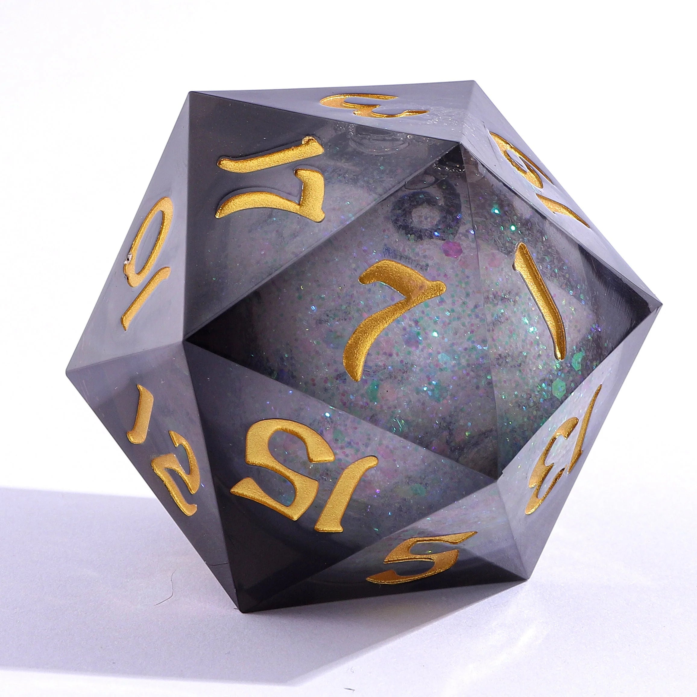 Captured Magic Sharp Edge Liquid Core Resin D20 55mm - Cursed Eclipse