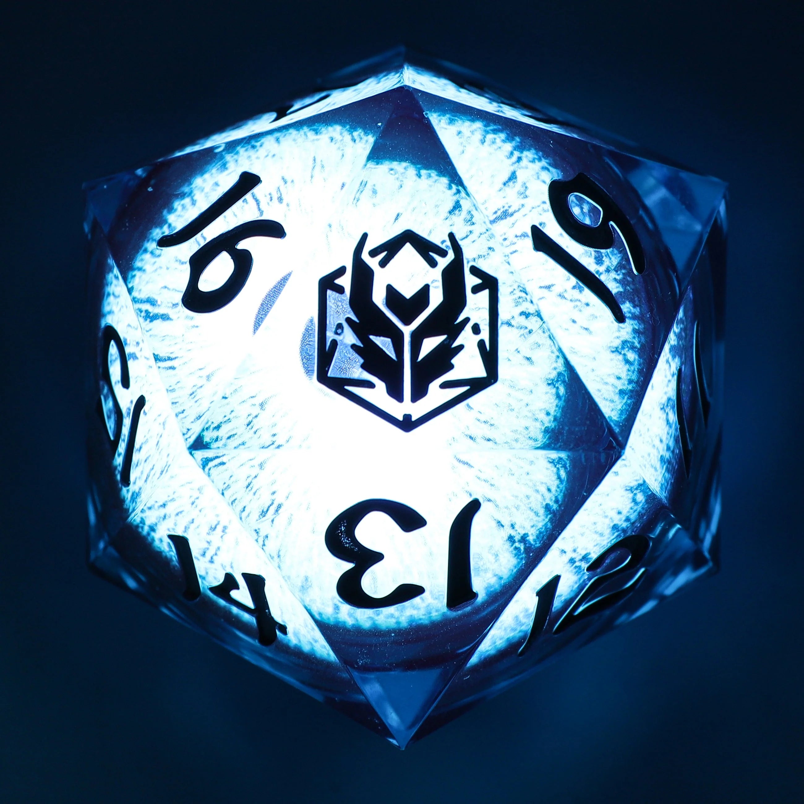 Captured Magic Sharp Edge Liquid Core LED Resin D20 55mm - Titan's Eye