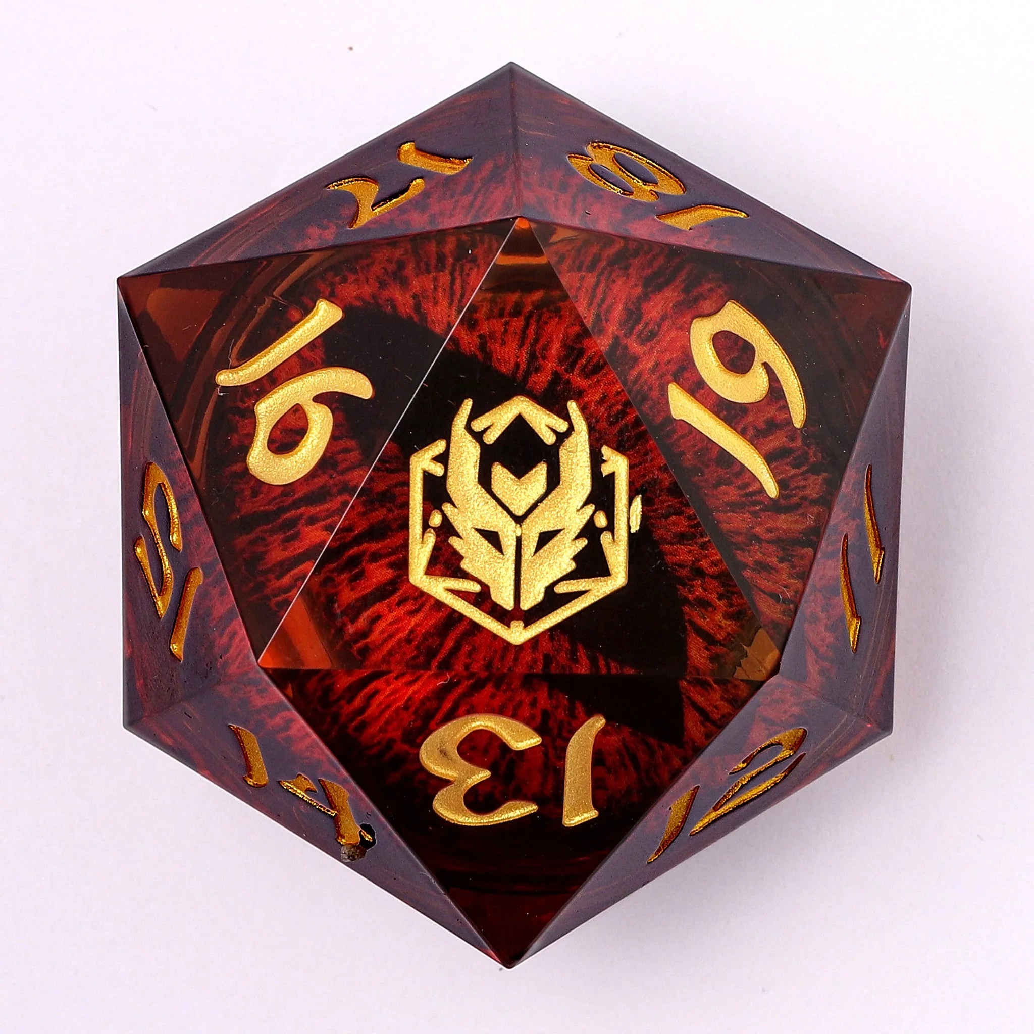 Captured Magic Sharp Edge Liquid Core LED Resin D20 55mm - Blood Eye