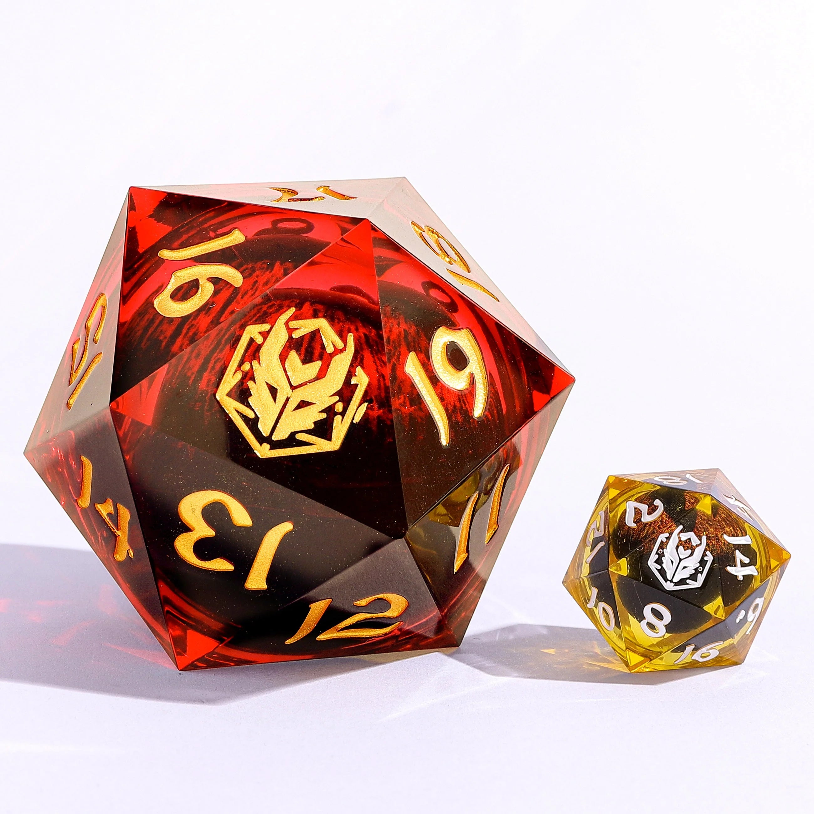 Captured Magic Sharp Edge Liquid Core LED Resin D20 55mm - Blood Eye