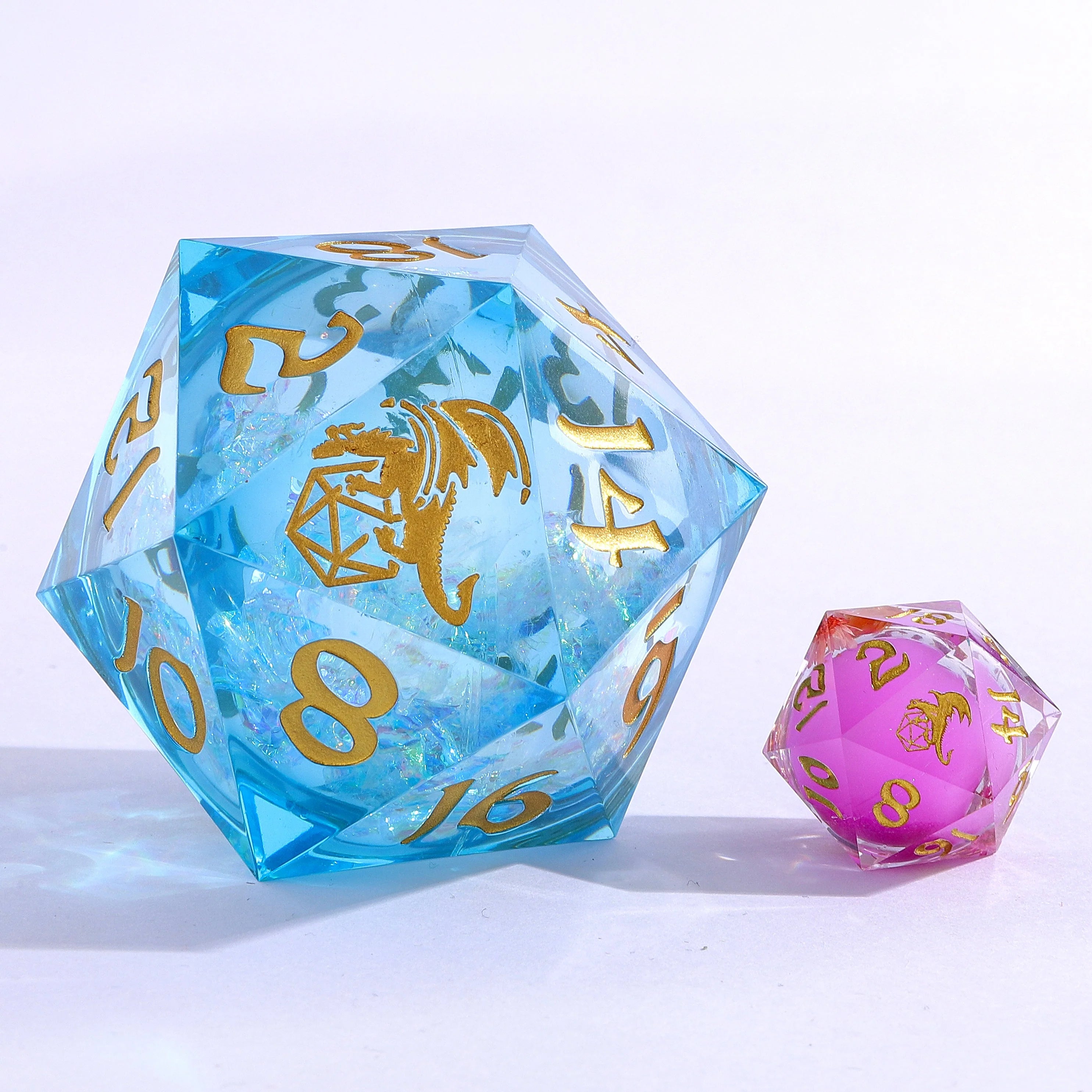 Captured Magic Sharp Edge Liquid Core Resin D20 55mm - Astral Flux Blue
