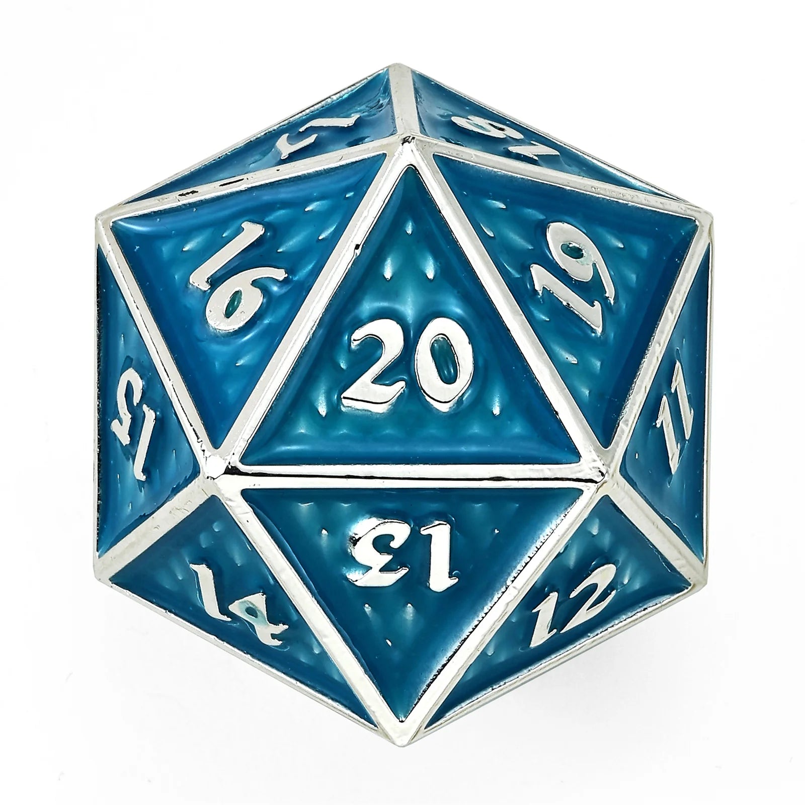 Behemoth Spin Down Metal D20 45mm Dice - Glow in the Dark Blue