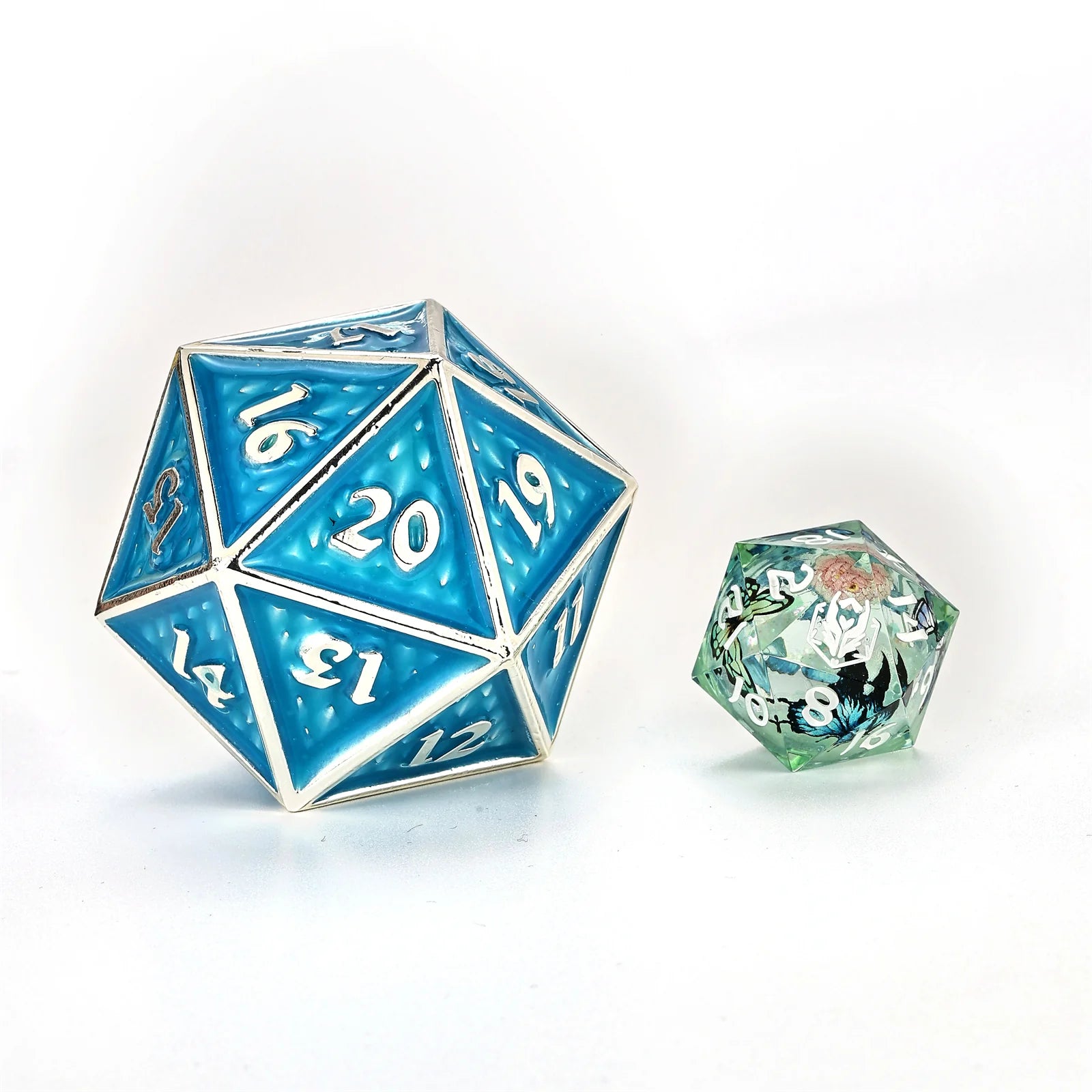 Behemoth Spin Down Metal D20 45mm Dice - Glow in the Dark Blue