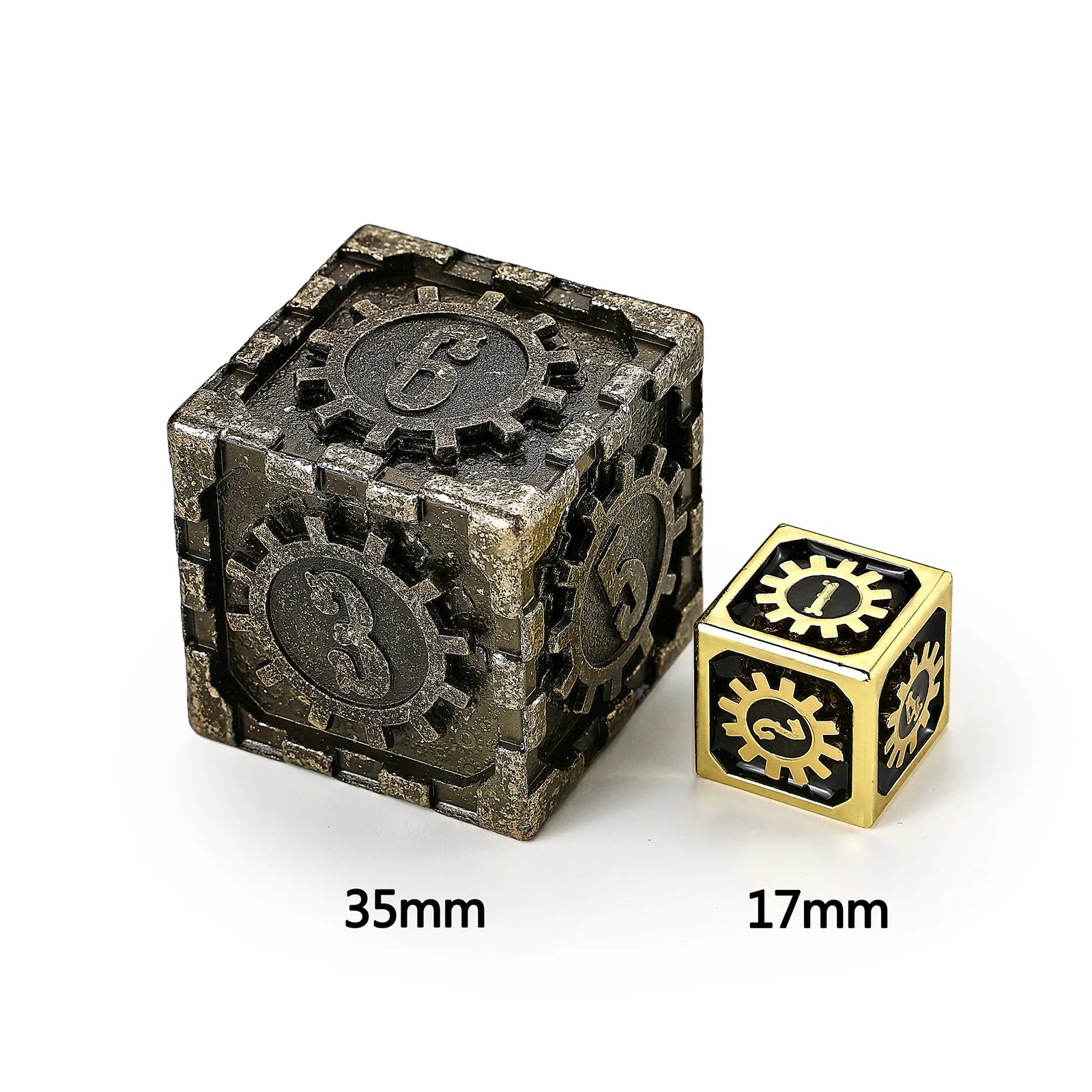 Mythic Size Cogcraft Fidget D6 35mm - Chronoengine (Tarnished Gold)
