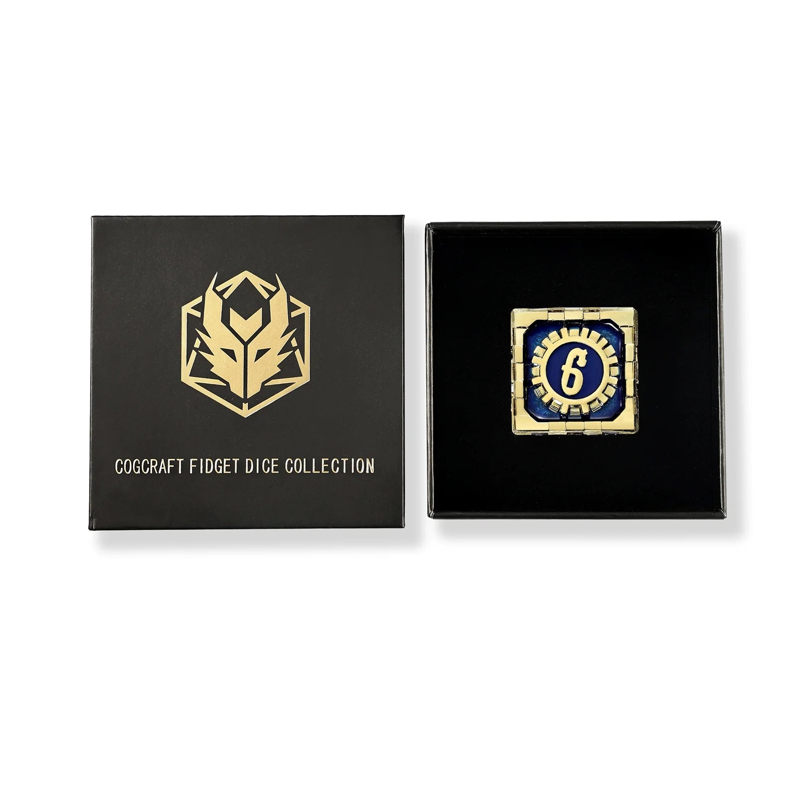 Mythic Size Cogcraft Fidget D6 35mm - Dweller (Blue/Gold)