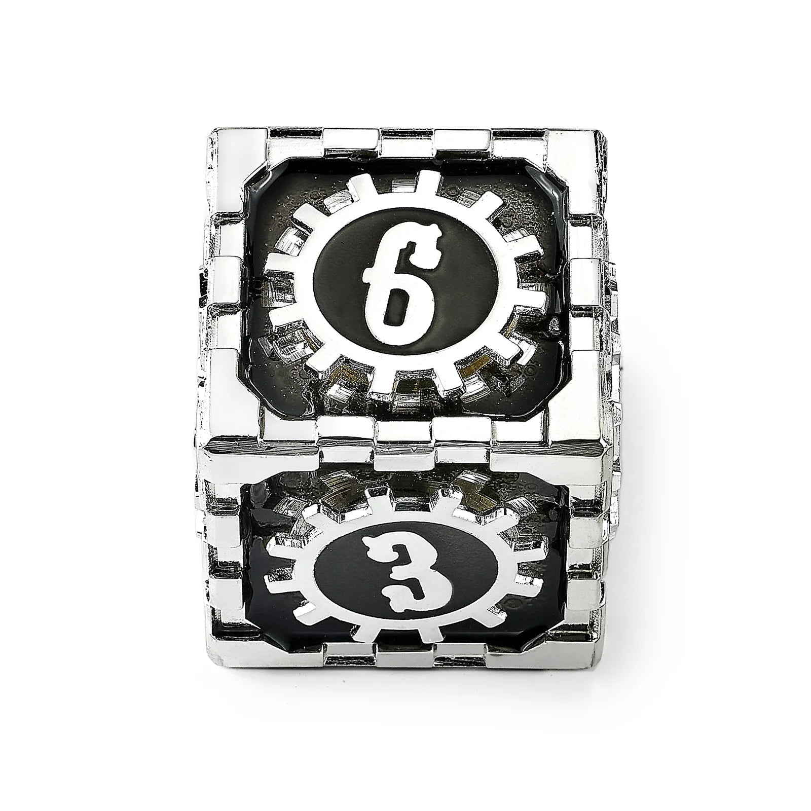 Mythic Size Cogcraft Fidget D6 35mm - Diesel (Black/Silver)