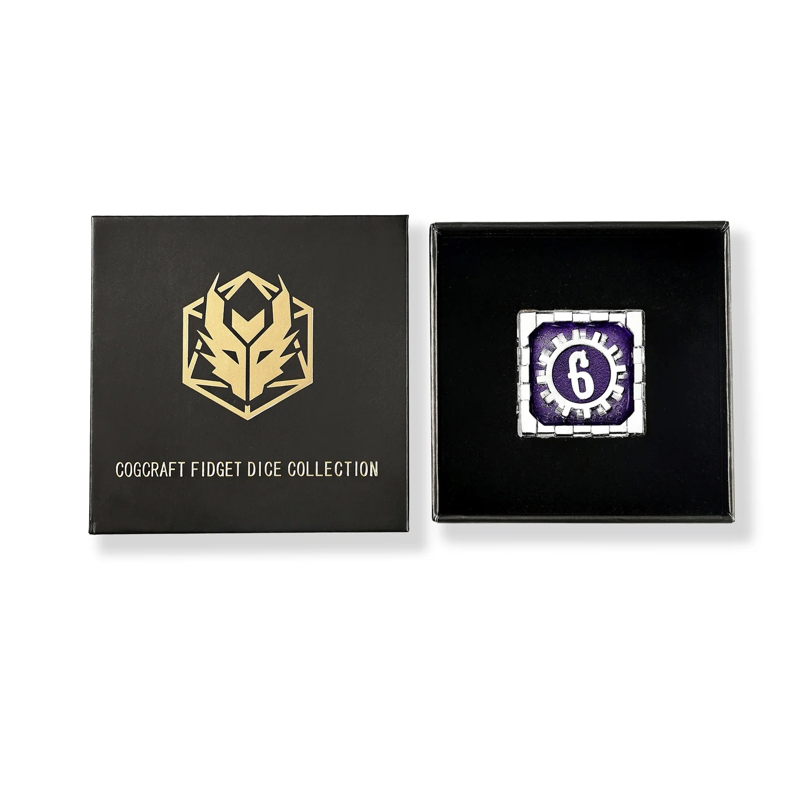 Mythic Size Cogcraft Fidget D6 35mm - Chrononaut (Purple/Silver)