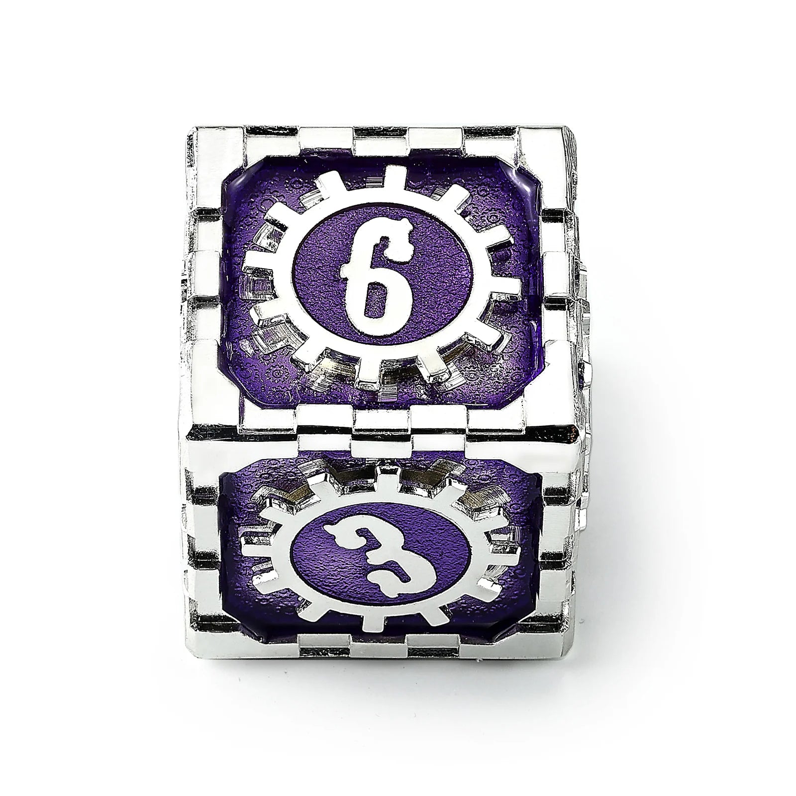 Mythic Size Cogcraft Fidget D6 35mm - Chrononaut (Purple/Silver)