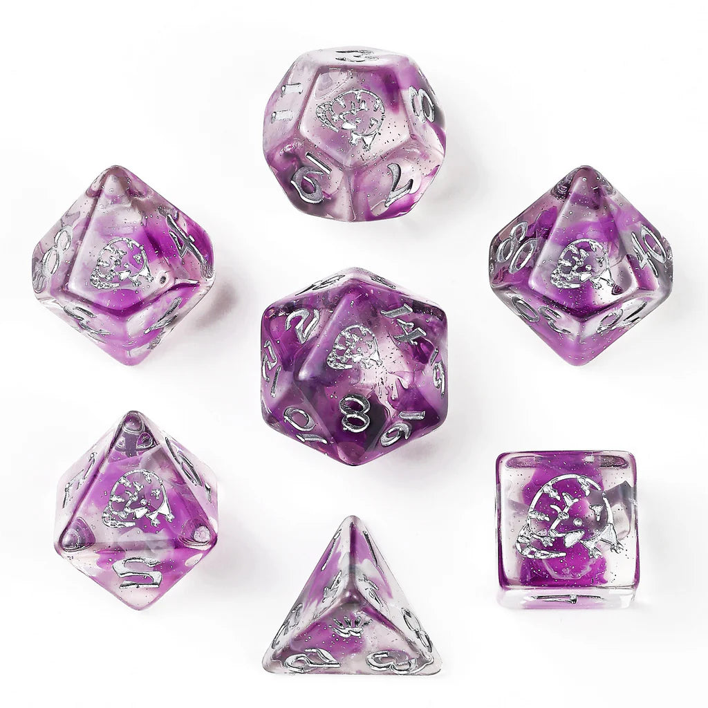 Wyrmforged Rollers: Opossum Rounded Edge 7 Piece Polyhedral Dice Set