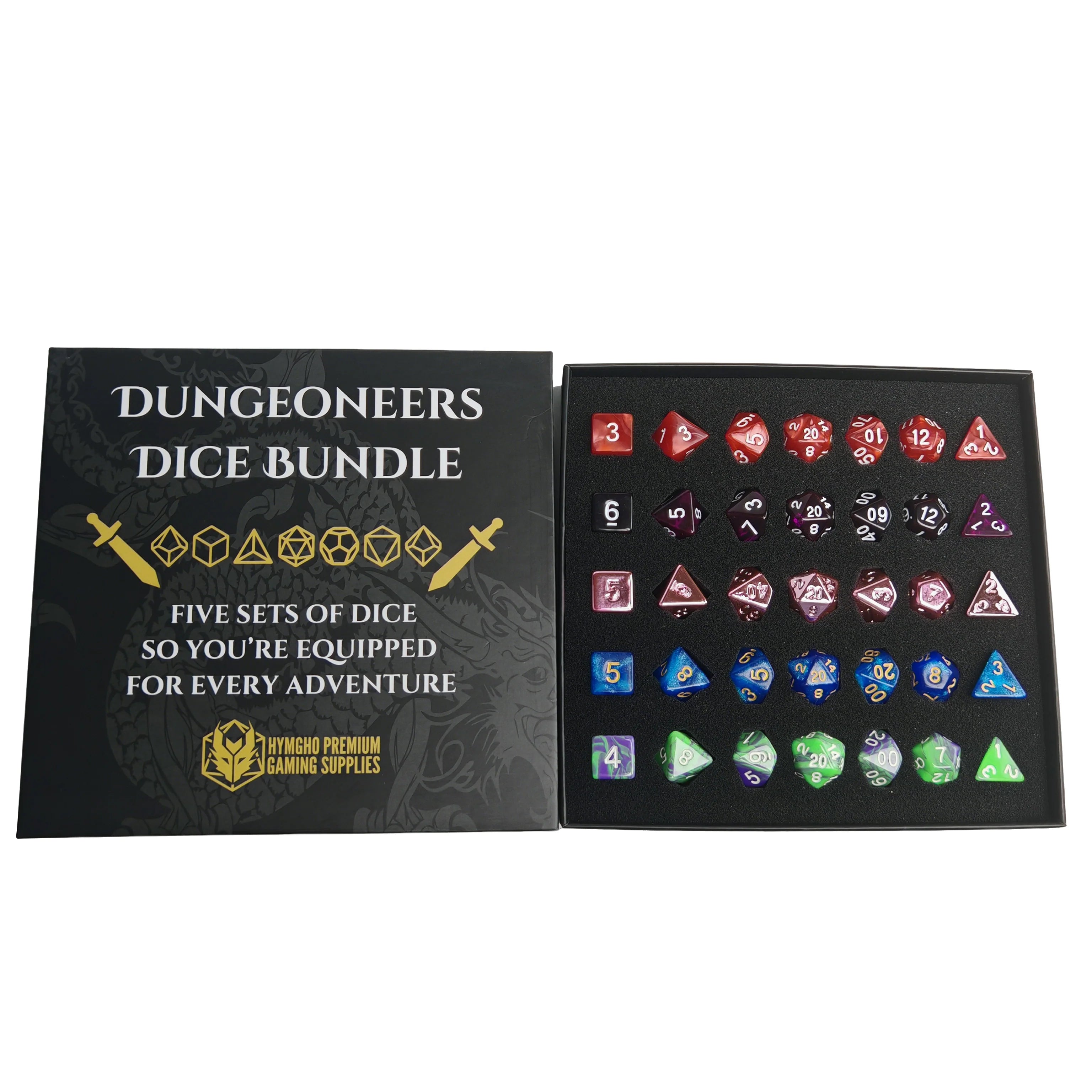 Dungeoneer's Dice Bundle - 5 Polymer Dice Sets [Varied Styles]