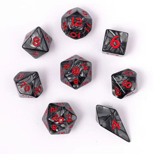 Wyrmforged Rollers: Iron Golem Rounded Edge 8 Piece Polyhedral Dice Set