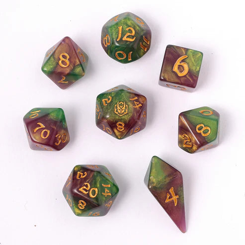 Wyrmforged Rollers: Wyvern Venom Rounded Edge 8 Piece Polyhedral Dice Set