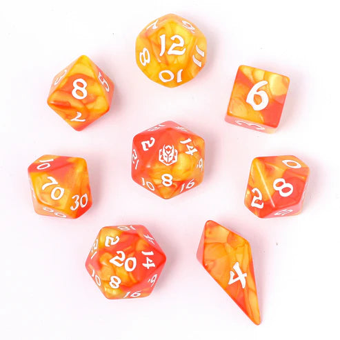 Wyrmforged Rollers: Fae Candy Rounded Edge 8 Piece Polyhedral Dice Set