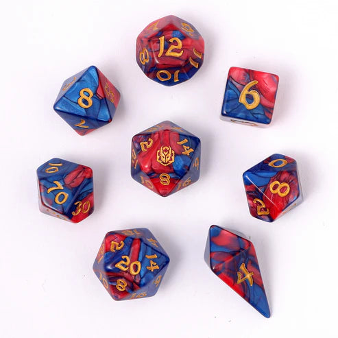 Wyrmforged Rollers: Stormcaller Rounded Edge 8 Piece Polyhedral Dice Set