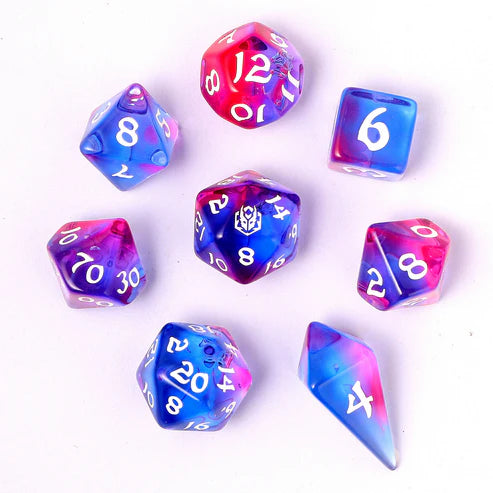 Wyrmforged Rollers: Unicorn Tears Rounded Edge 8 Piece Polyhedral Dice Set