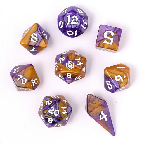 Wyrmforged Rollers: Magister Robes Rounded Edge 8 Piece Polyhedral Dice Set