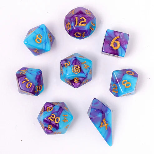 Wyrmforged Rollers: Banshee's Wail Rounded Edge 8 Piece Polyhedral Dice Set