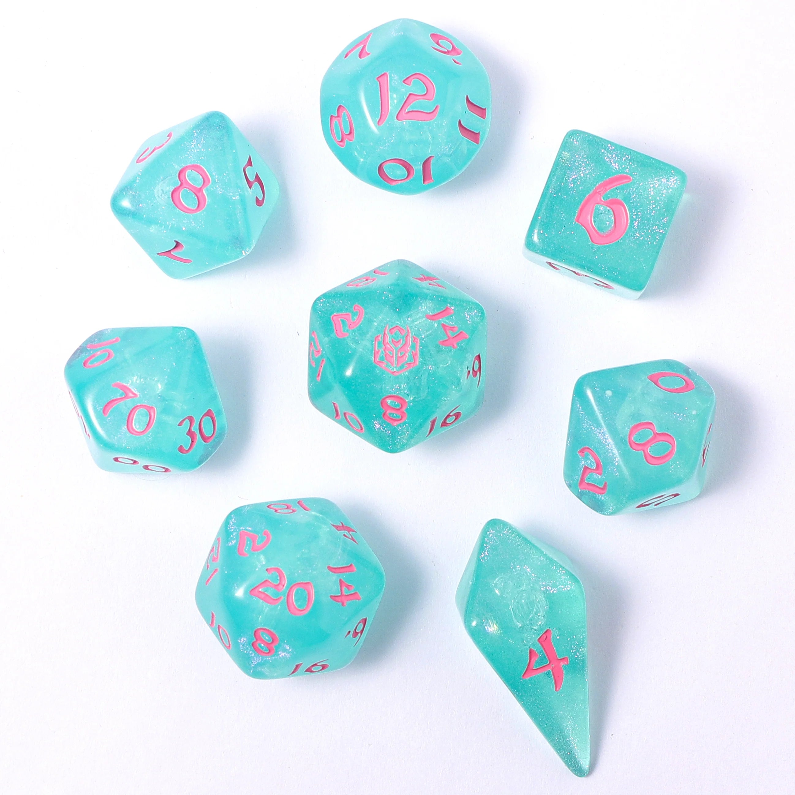 Wyrmforged Rollers: Love Potion Rounded Edge 8 Piece Polyhedral Dice Set