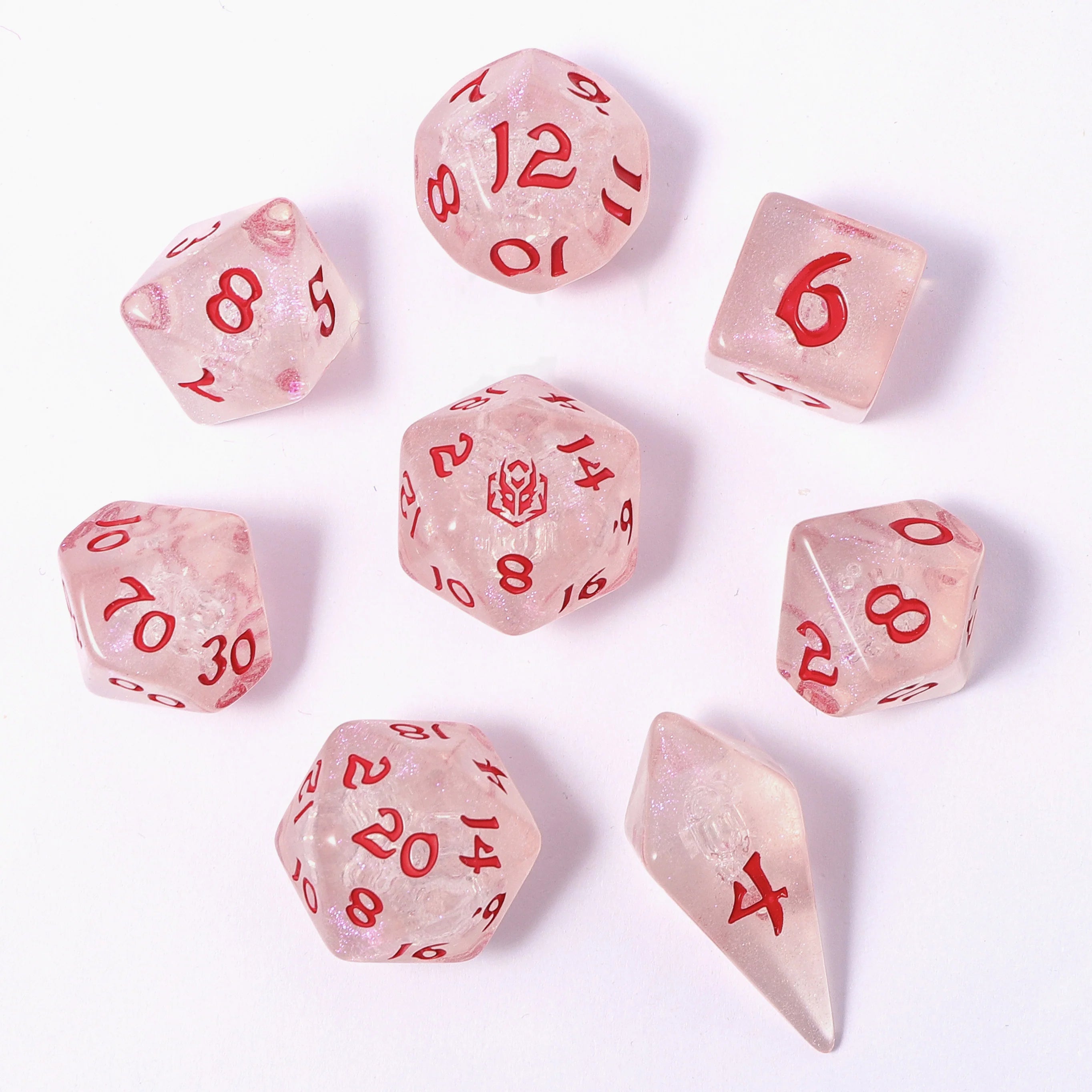 Wyrmforged Rollers: Winter Solstice Rounded Edge 8 Piece Polyhedral Dice Set