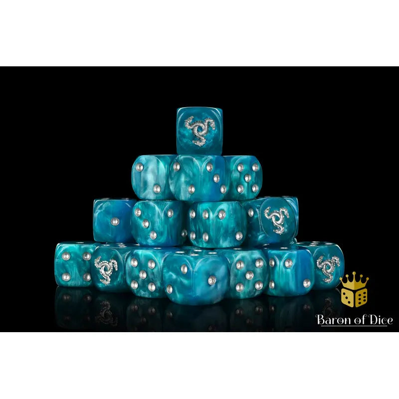 Baron of Dice: Hydra Serpent Blue Round Wargaming D6 Set 25ct