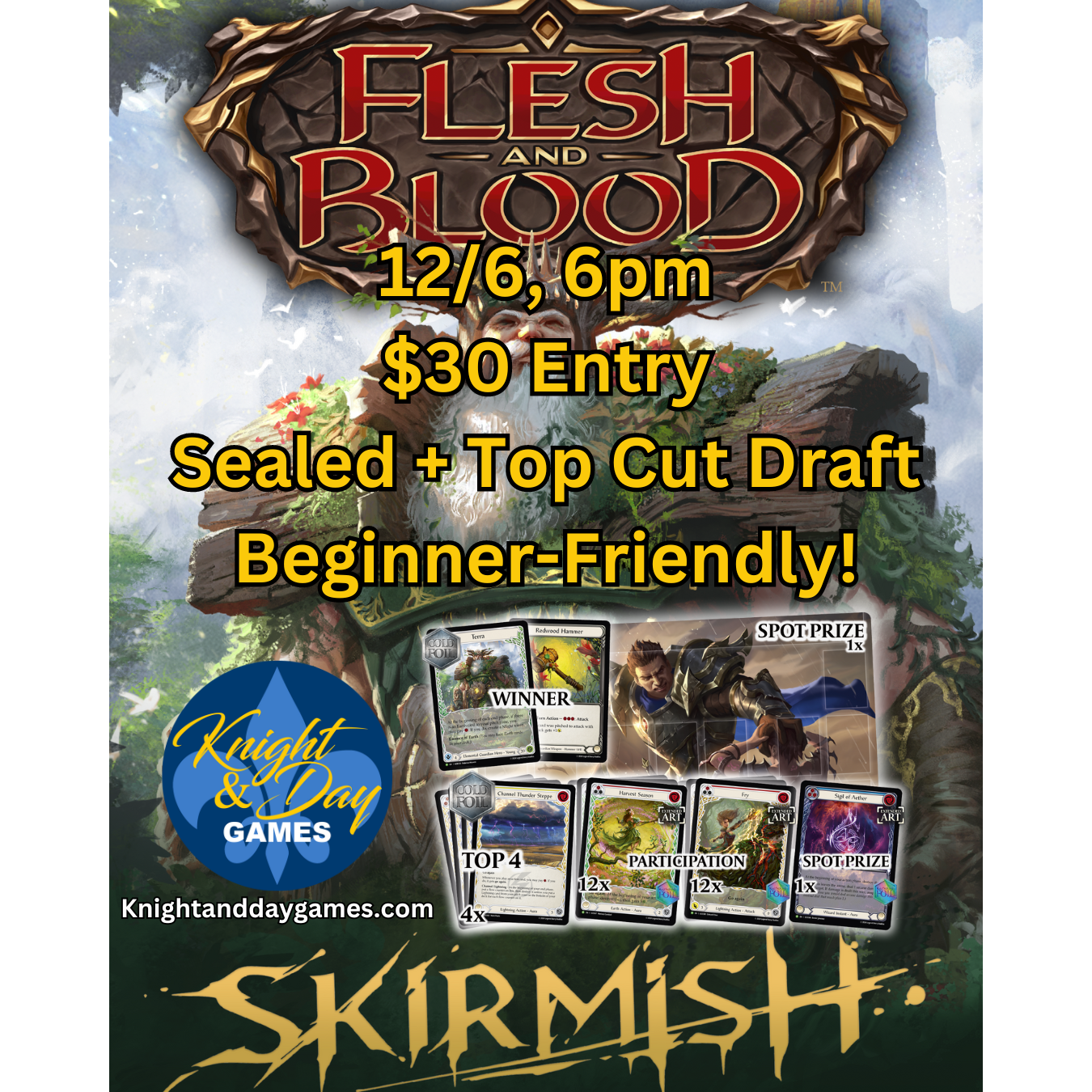 12/06/24 [Fri] Flesh and Blood Skirmish Season 10 Rosetta Sealed + Draft - 6PM (Gold)