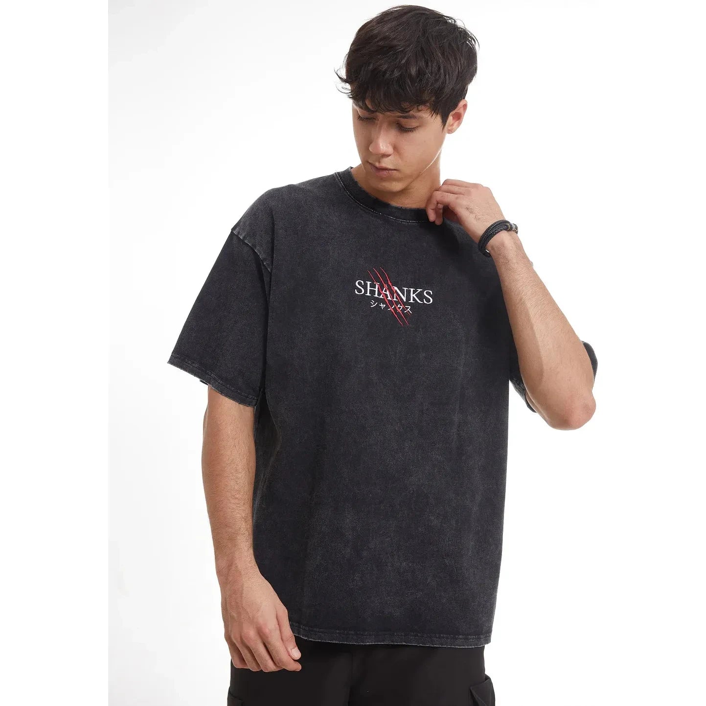 Akagami Embroidered Acid Wash Tee - Medium