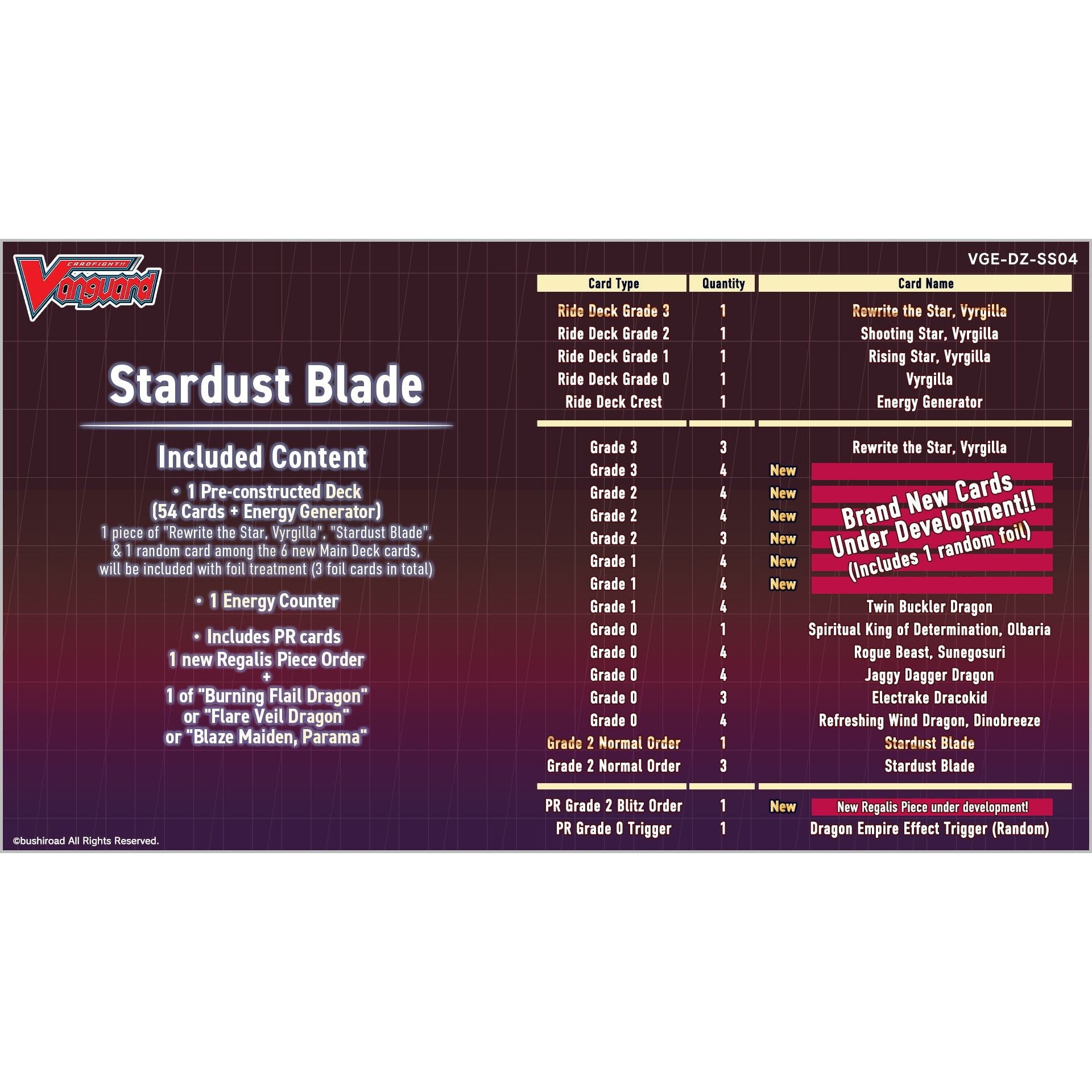 Cardfight!! Vanguard: Special Series 04: Stardust Blade (Pre-Order) (11/22/24)