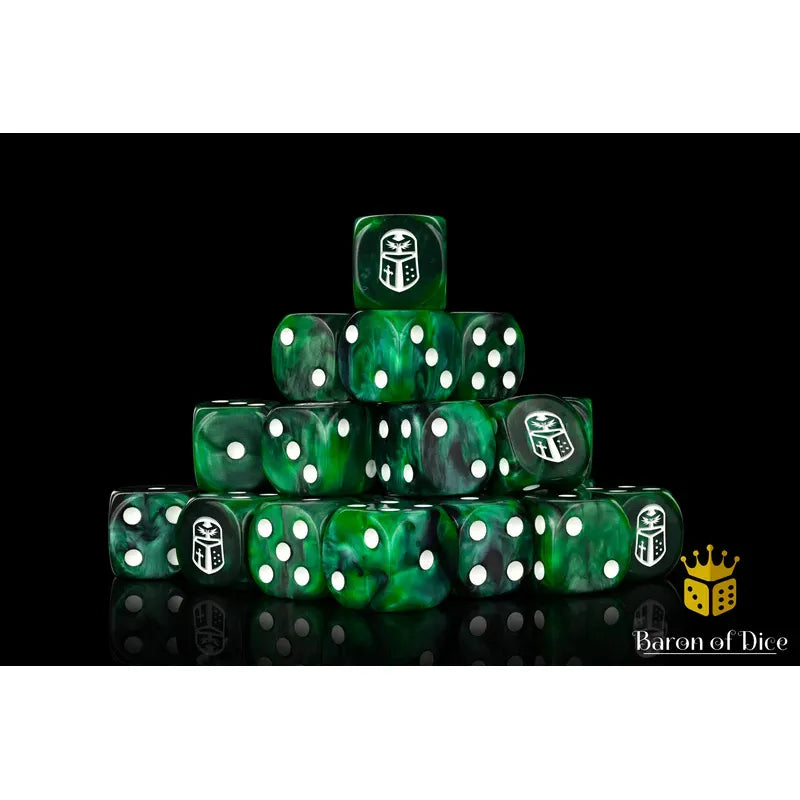 Baron of Dice: Imperial Helm Green Round Wargaming D6 Set 25ct