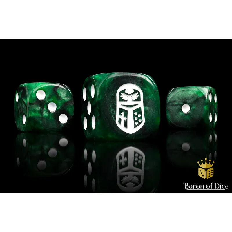 Baron of Dice: Imperial Helm Green Round Wargaming D6 Set 25ct