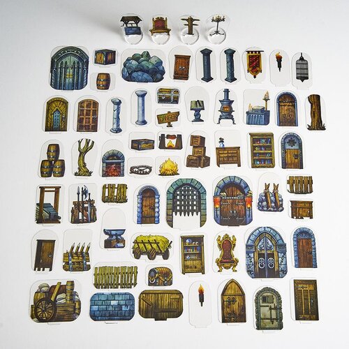 5E Flat Plastic Miniatures - 62pc Objects and Scenery