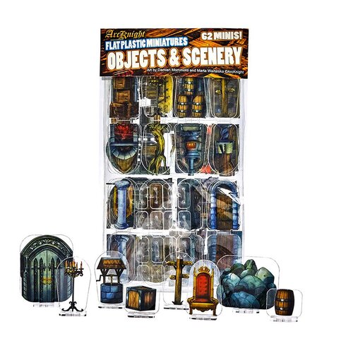 5E Flat Plastic Miniatures - 62pc Objects and Scenery