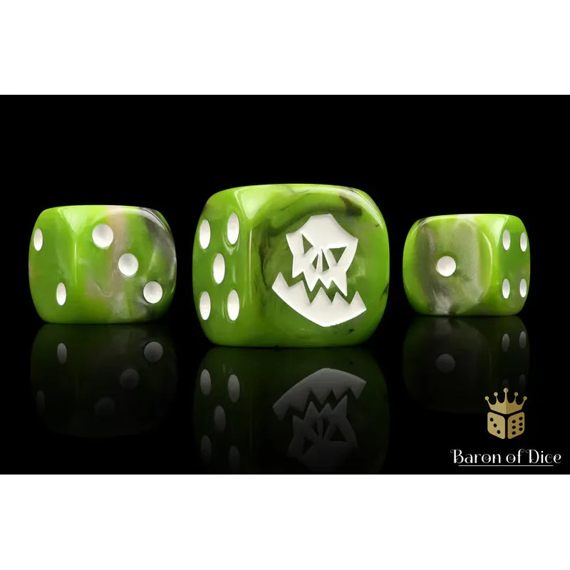 Baron of Dice: Orc White Round Wargaming D6 Set 25c
